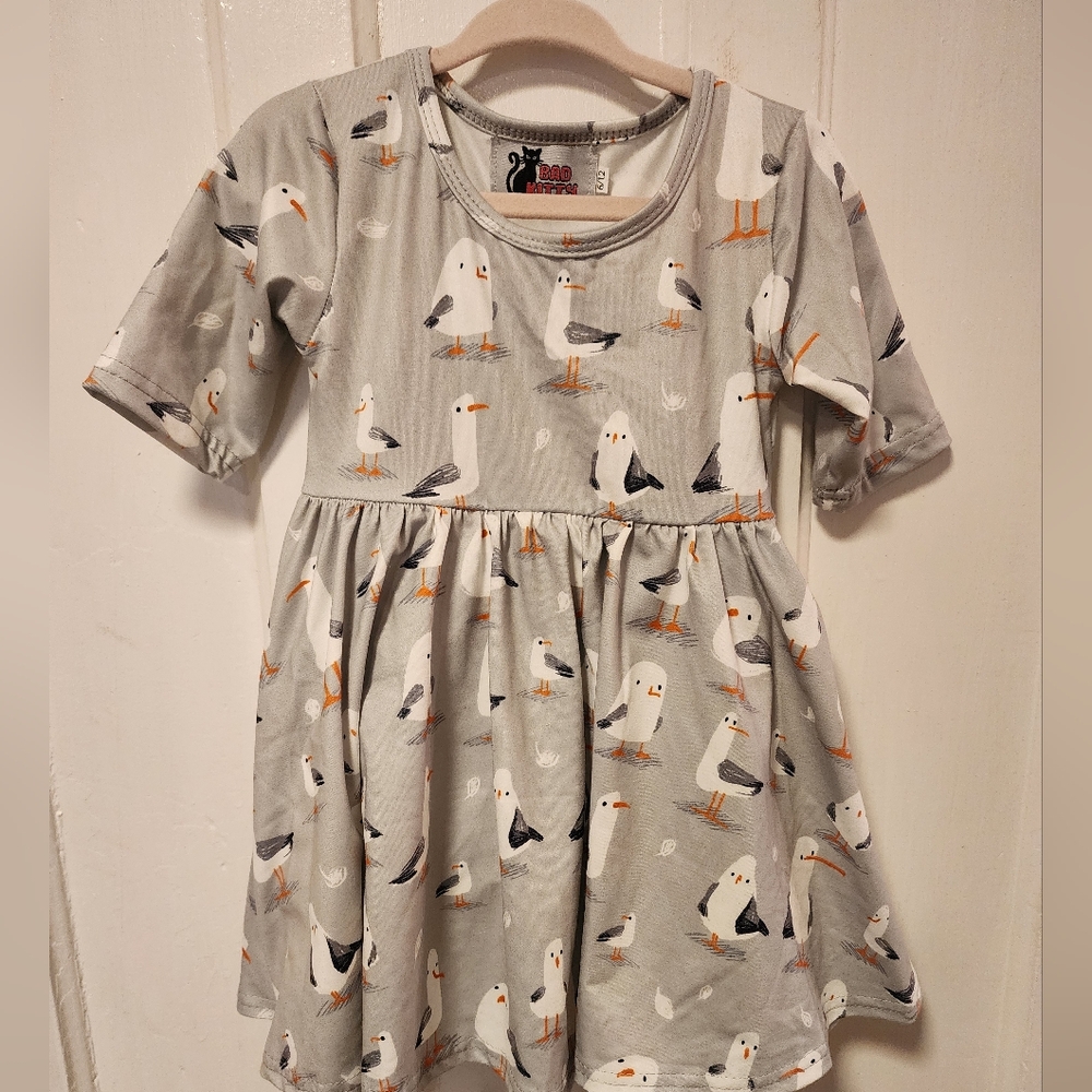 Sold Gray Seagull Print Kids Dress